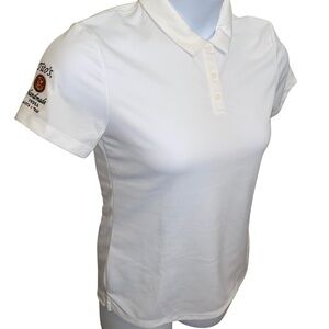 Nike Dri FIT Women’s Polo Shirt Small White Tito’s Vodka Logo NWT Golf Top